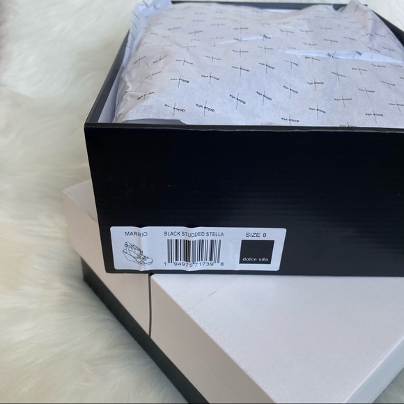 NIB DOLCE VITA Size 8 Studded Black Strappy Espadrille Wedges - Picture 9 of 9